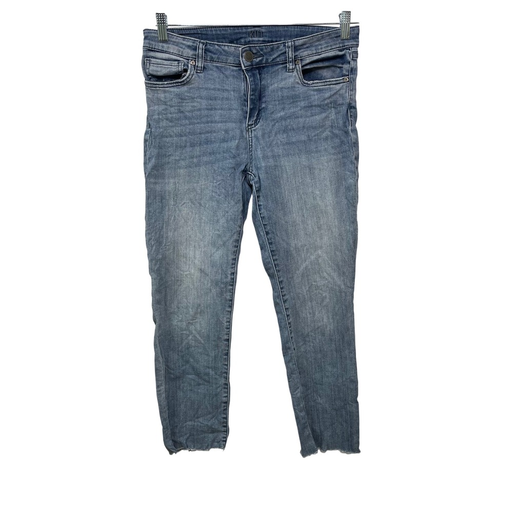 KUT from the Kloth Cropped Women 8 Jeans Light Wash Raw Hem Blue Country Concert